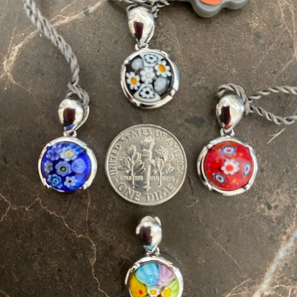 🆕Murano Millefiori Italian glass silver pendant. - Picture 7 of 10